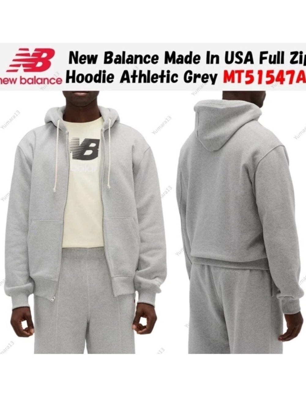 New‎ Balance Made In USA Full Zip Hoodie Athletic Grey MT51547AG  Mens Sz Medium